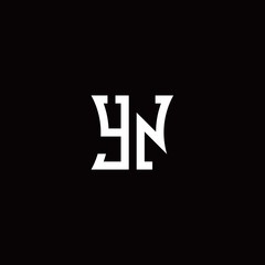 YN monogram logo with curved side style design template