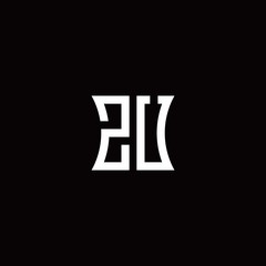 ZU monogram logo with curved side style design template