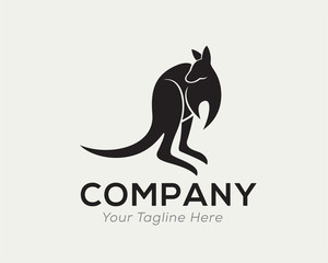Simple stand kangaroo look back logo design inspiration