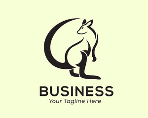 Stand kangaroo look back art logo design inspiration