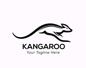 Jump fast kangaroo line art logo design inspiration