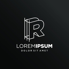 Initial Letter R with Architecture Graphic Logo Design