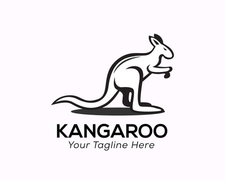 cartoon Stand kangaroo logo design inspiration