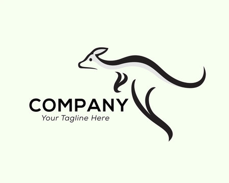 Jump kangaroo line art logo design inspiration