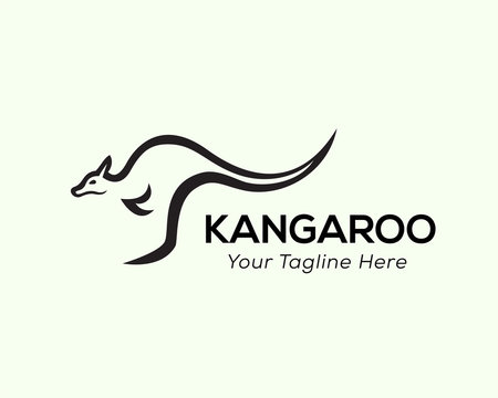 Jump fast kangaroo line art logo design inspiration