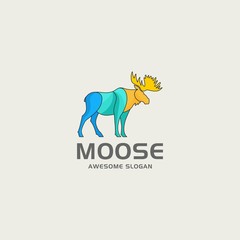Vector Logo Illustration Moose Pose Gradient Colorful