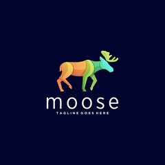 Vector Logo Illustration Moose Pose Gradient Colorful