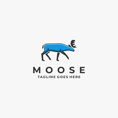 Vector Logo Illustration Moose Pose Mascot Cartoon Style