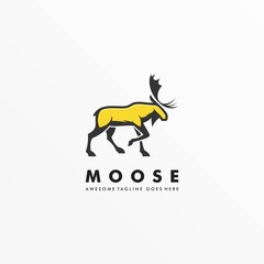 Vector Logo Illustration Moose Pose Mascot Cartoon