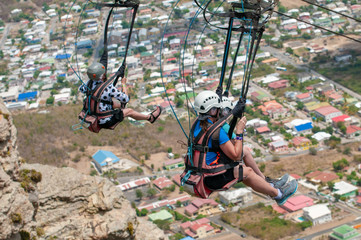 Zip line at the steepest biplane in the world on the island of Sin Maarten