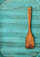 tool on wooden turquoise background