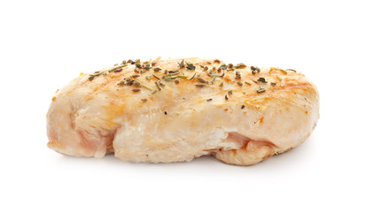 Cooked chicken fillet on white background