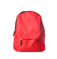 School backpack on white background