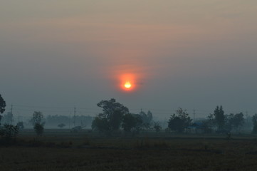 The sky with sunrise in the morning