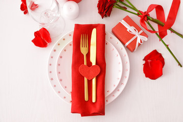 Beautiful table setting for Valentine's Day