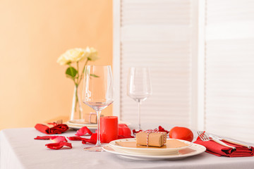 Beautiful table setting for Valentine's Day