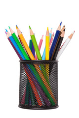 colored pencils isolated on white background.