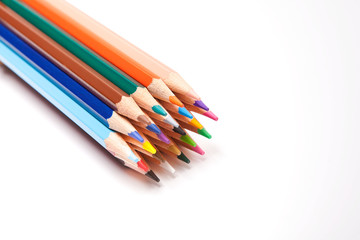 colored pencils isolated on white background.