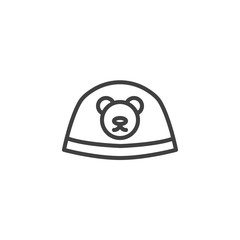 Baby hat with bear line icon. linear style sign for mobile concept and web design. Infant hat outline vector icon. Symbol, logo illustration. Vector graphics