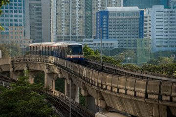 Naklejka premium Bangkok sky train.Sky Train in downtown of Bangkok,Thailand.