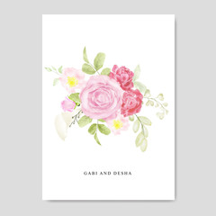 bouquet watercolor wedding invitation template