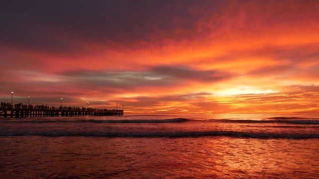 Forte dei Marmi's pier in a  wonderful fiery sunset 