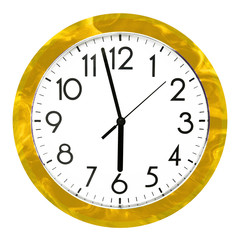 Blue wall clock. Isolated on white background. High quality photo.