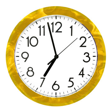 Blue wall clock. Isolated on white background. High quality photo.