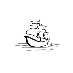 sailing boat ship sea marine adventure transportation vessel cruise vector illustration