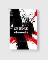Red and black ink brush stroke on white background. Vector illustration of grunge stains element.