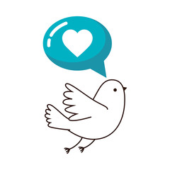 cute dove and speech bubble with heart