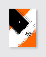 Black orange ink brush stroke on white background. Minimalistic style.