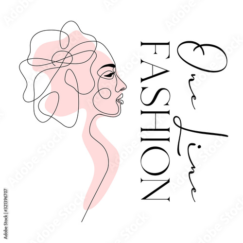 Continuous Line Drawing Abstract Woman Face With Flower In Her Hair One Line Art Female Portrait Modern Minimalism Aesthetic Contour Vector Beauty Illustration Wall Mural Dasha D