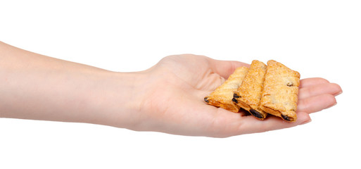 Cookie, fast food snack, crunchy pastry. Isolated on white.