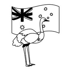 emu with australian flag in the background