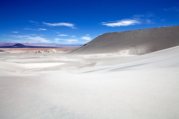 White dune at the lava field of the volcano Caraci Pampa at the Puna de Atacama, Argentina