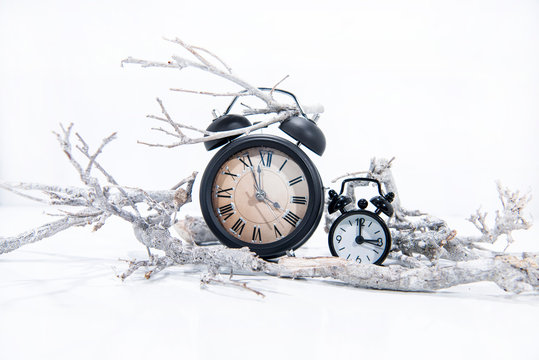 Daylight Saving Time. DST. Clock going to summer time. Turn time forward. Abstract photo of changing time at spring.