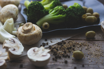 vegetarian food broccoli mushrooms spices