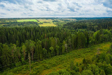 Top view of a forest and hilltop