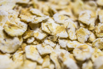 Oatmeal porridge closeup. Macro photo