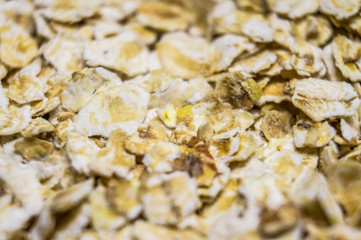 Oatmeal porridge closeup. Macro photo