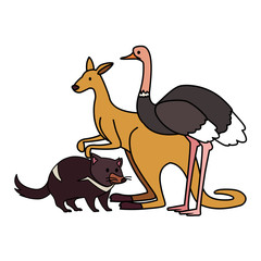 animals of australia on white background