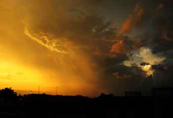 Dramatic Sunset sky after rain
