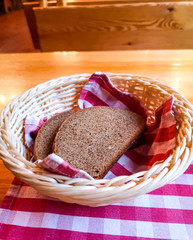 Bread on the table in a restaurant