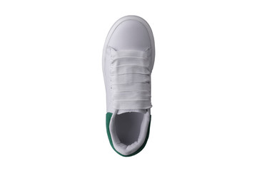 One white sneaker top view.Sports shoes.