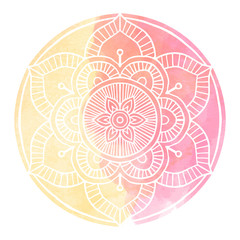 Hand-drawn Mandala decorative round ornament with watercolor style - vector oriental ornament