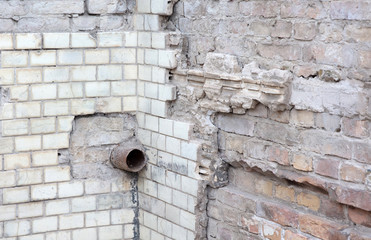 Old small tiles square shape on a wall