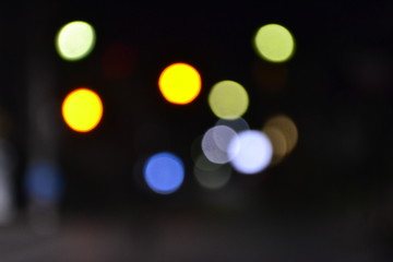 Bokeh at night at the red light intersection