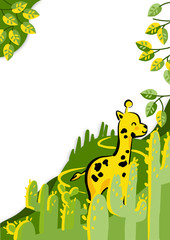 yellow giraffe in green safari vector image baby illustrationс