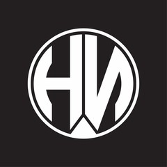 HN Logo monogram circle with piece ribbon style on black background